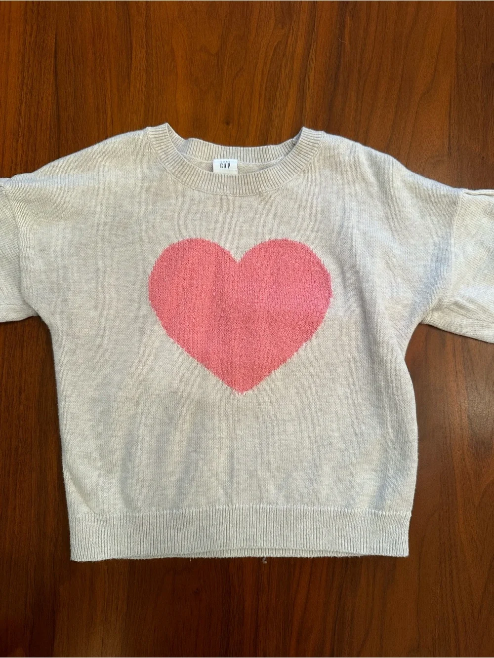 Gap Cozy Cream Sweater with Pink Heart size 5